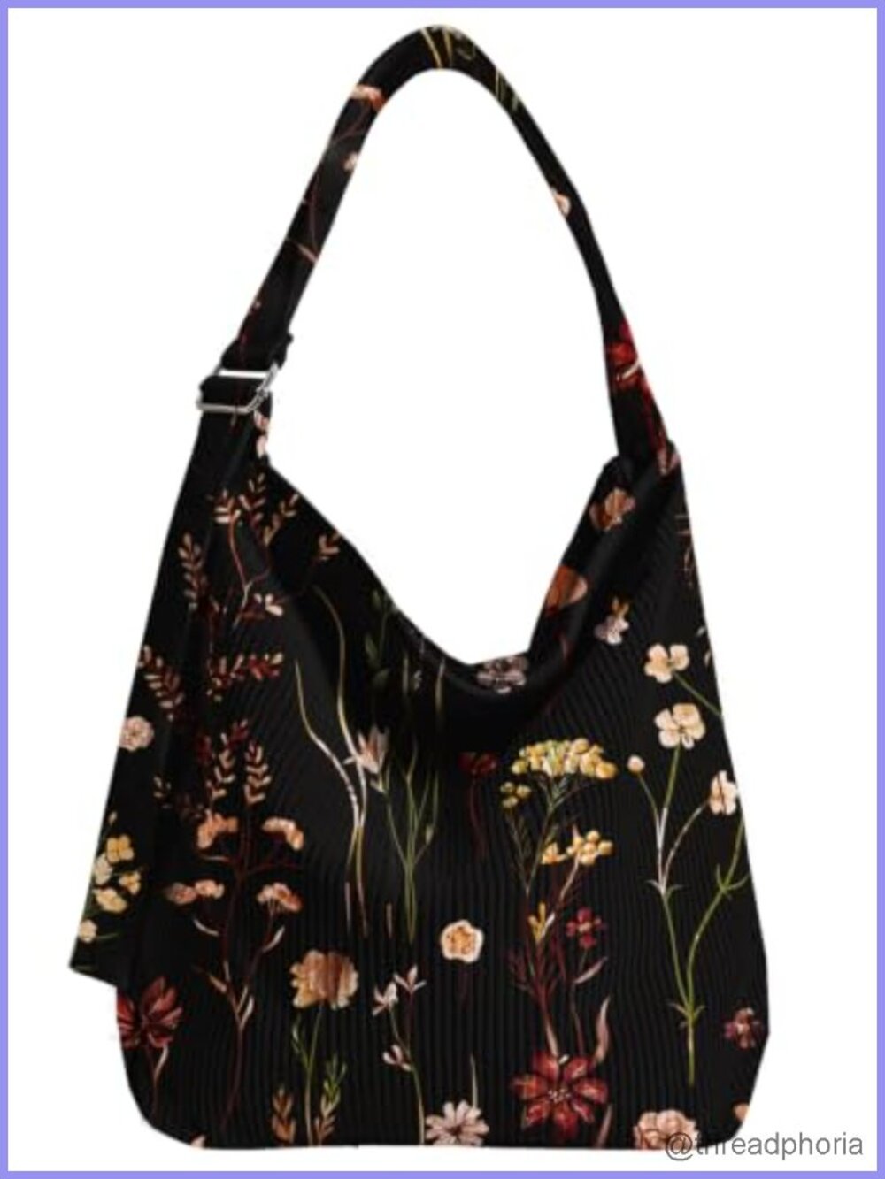 Large Corduroy Hobo Bag Women Shoulder Tote Zipper Adjustable Strap